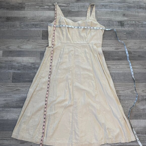 Old Navy linen blend natural color midi sundress smocked size XL C38 - Picture 4 of 5